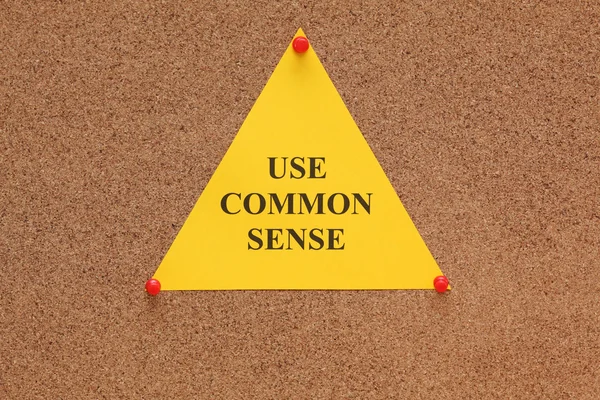 Nota de papel triangular com as palavras "use bom senso " — Fotografia de Stock
