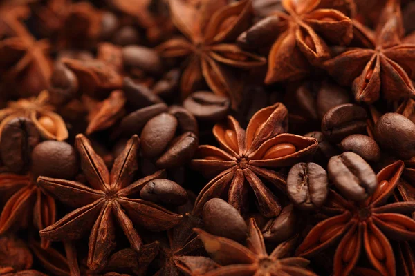 Star anise and coffee beans — Stock Photo, Image