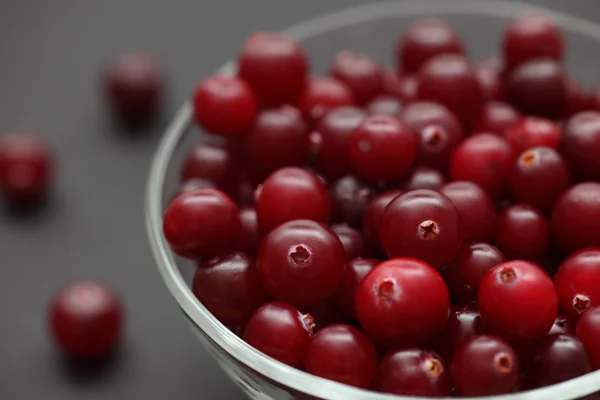 Cranberry in a glass bowl — Stock Photo, Image