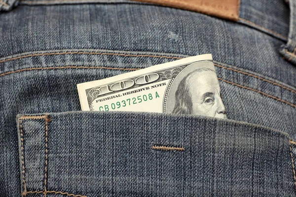 One hundred dollars in the back pocket — Stock Photo, Image