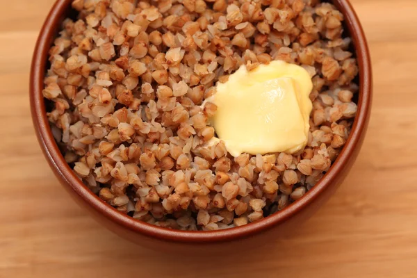 Cooked buckwheat in bowl — Stock Photo, Image