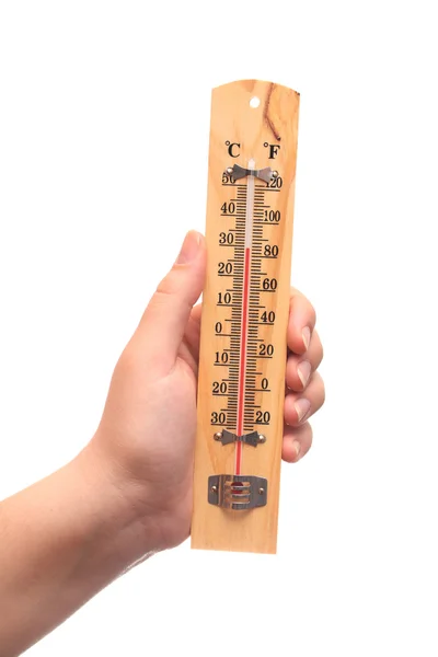 Hand holding a thermometer — Stock Photo, Image