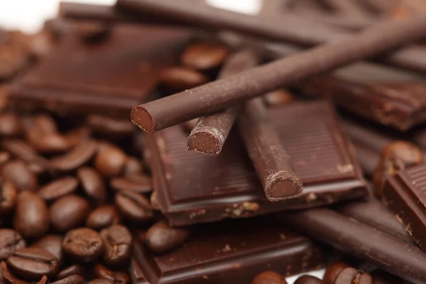 Шоколад і кавові зерна Стокове Зображення
