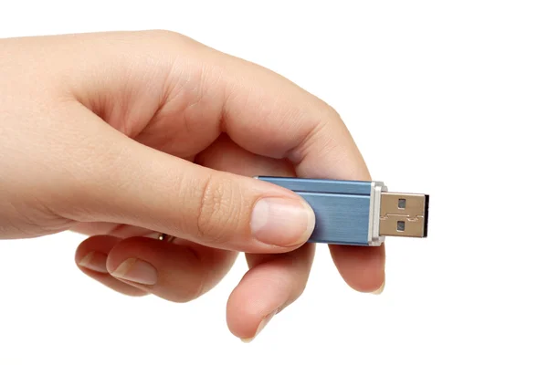Unidade flash USB na mão — Fotografia de Stock