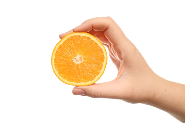 Orange in hand — Stock Photo, Image