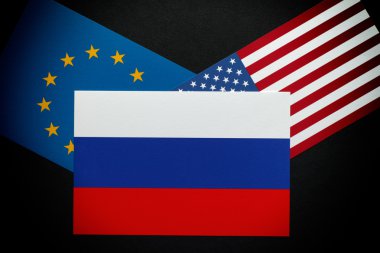 Russian and European Union & American flags clipart