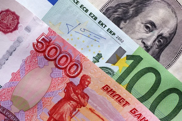 Ruble, euro ve dolar — Stok fotoğraf