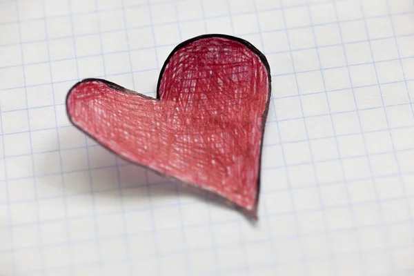รูปร่างหัวใจกระดาษแดง — ภาพถ่ายสต็อก