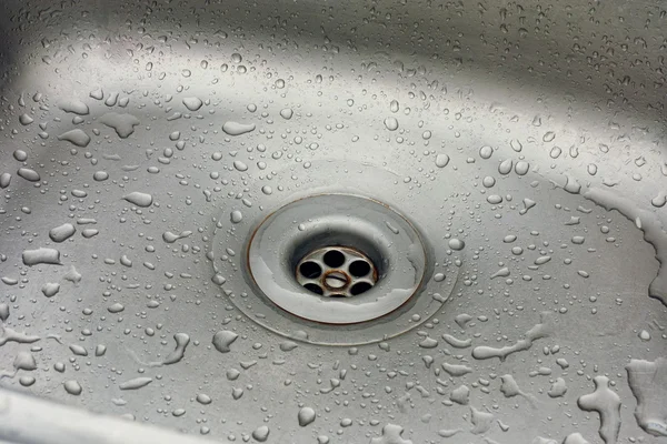 Sink with water drops. — Stock Photo, Image