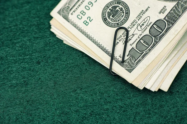 Dollar bills with paperclip — Stock Photo, Image