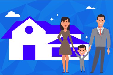 Evde aile. Baba Anne ve oğlu