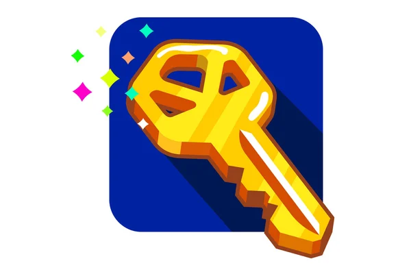 La llave de oro a la ilustración del vector icono del apartamento — Vector de stock