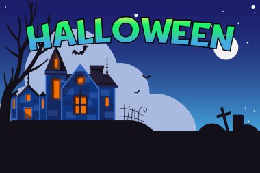  Cadılar Bayramı poster kale arka plan boşluk