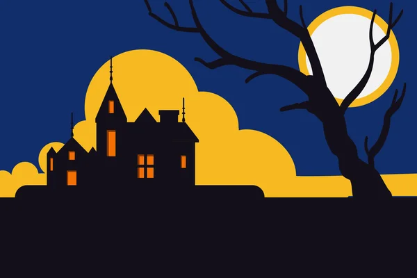 Хэллоуин плакат замок фон с космосом — стоковый вектор