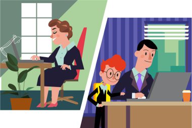 Ebeveynler ve öğretmenler Skype vektör üzerinde okul konferans