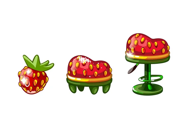 Deliciosas sillas, Set de fresas — Vector de stock