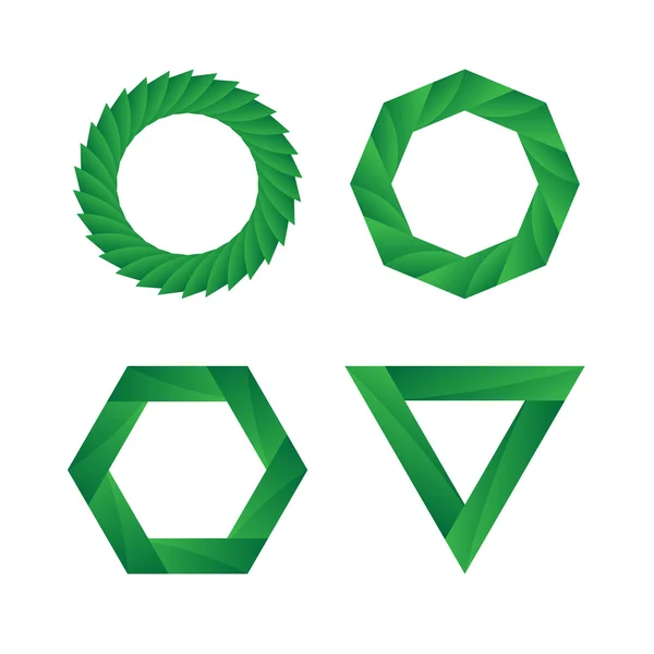 Conjunto de ícones de loop infinito geométrico verde abstrato — Vetor de Stock