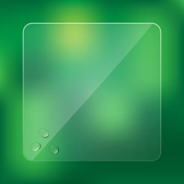 Glass frame with water drops on blurred green background — Stock Vector