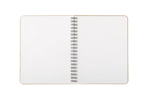 Libro con alambre en espiral abierto en blanco dos páginas — Foto de Stock
