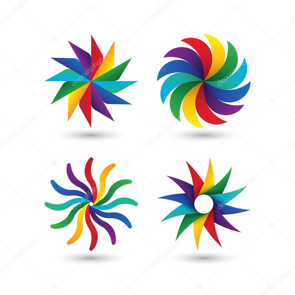 Abstract geometric circle colorful logo icon template design set, Vector illustration