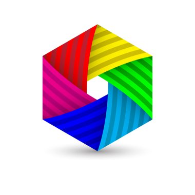 Soyut poligonal altıgen diyagramı renkli simge