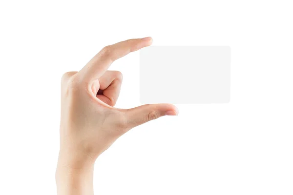 Tarjeta de mano femenina en blanco — Foto de Stock