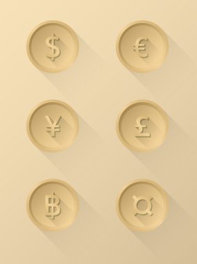 Para birimi simgesi simgeleri Doları, euro, yen, sterlin, baht
