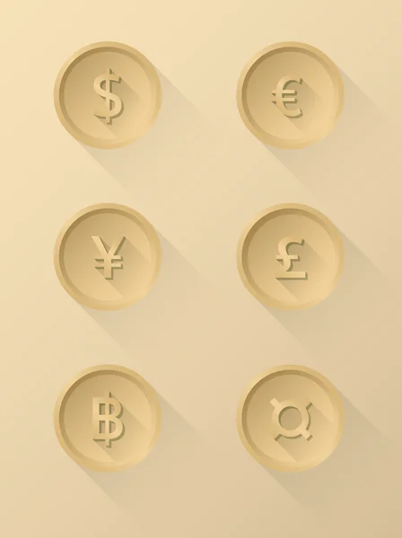 Symbole de devise icônes dollar, euro, yen, livre, baht — Image vectorielle