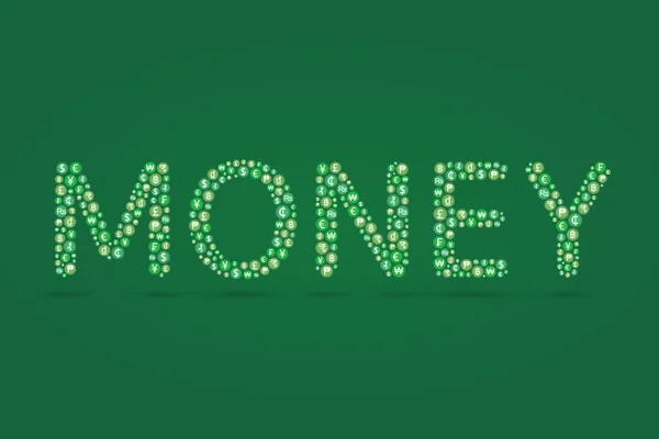 Mot d'argent et symbole de devise à l'intérieur — Image vectorielle