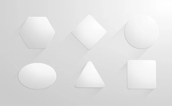 Formas geométricas abstratas papéis brancos, etiqueta, conjunto de adesivos — Vetor de Stock