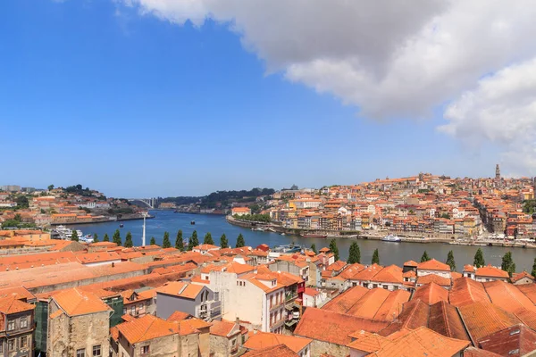 Panorama Rzeki Douro Porto Skyline Porto Portugalia — Zdjęcie stockowe