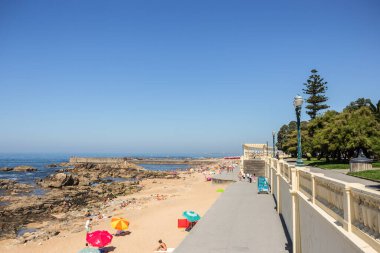 20 Ağustos 2013: Porto 'nun en güzel plaj yerlerinden biri. Foz, Porto, Portekiz