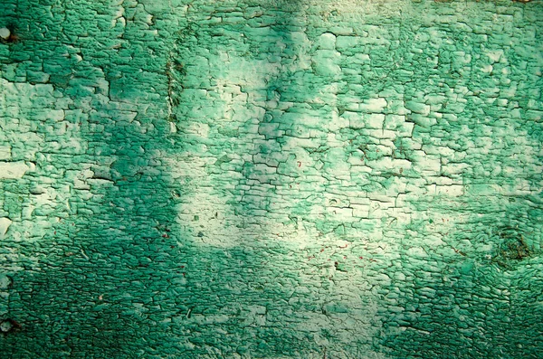 Wood Plank Texture Cracked Green Paint — Stock Photo, Image