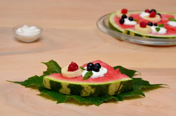 Sandía Fruta Vegetariana Snack Verano Cerca —  Fotos de Stock