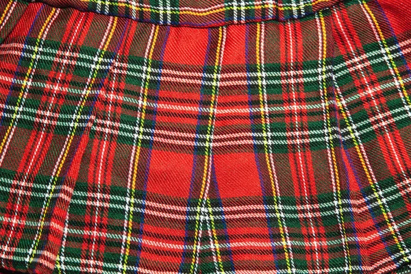 Plaid red short skirt for women. Close-up