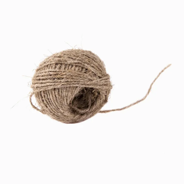 Ball Natural Jute Twine Isolated White Background Close — Stock Photo, Image