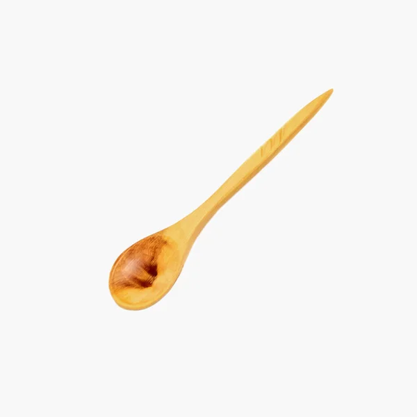 小木勺一种有细柄的木制小勺子 用白色背景隔开四 后续行动 — 图库照片