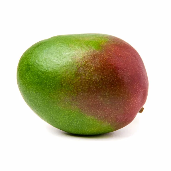 Verde Mango Maduro Rojo Fruta Tropical Aislado Sobre Fondo Blanco — Foto de Stock