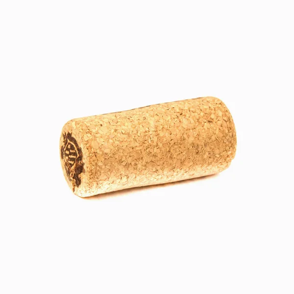 Straight Wine Cork Isolated White Background — Stock Photo, Image