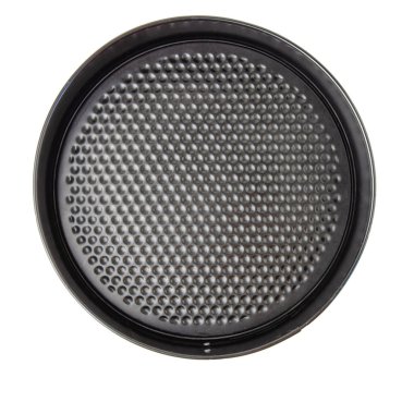 Beyaz bir arka planda izole edilmiş üst görünümü pişirmek için çıkarılabilir yuvarlak kek tavası