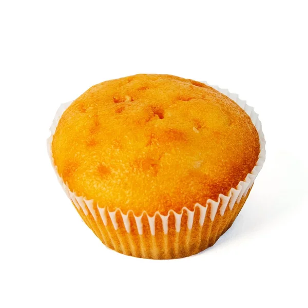 Bolo Redondo Muffin American Com Enchimento Isolado Fundo Branco Close — Fotografia de Stock