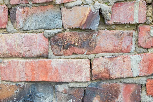 Old Brick Masonry Made Red Building Bricks Concrete Background Image — Photo