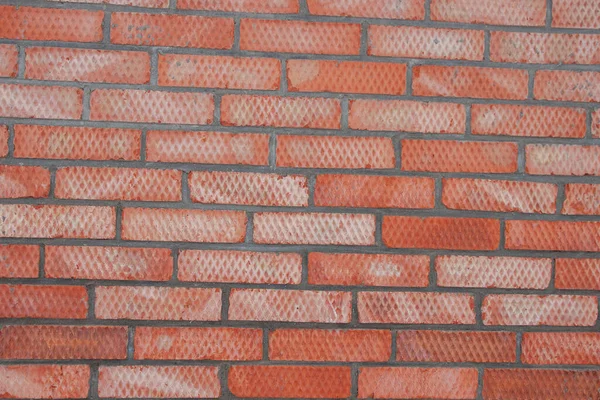 Mur Briques Rouges Est Fait Briques Ondulées Vue Perspective Image — Photo