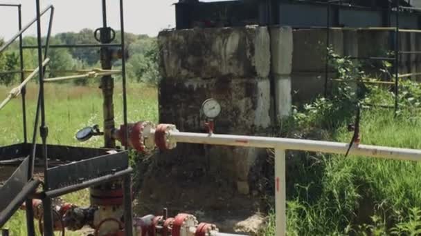 Oleoducto Una Bomba Aceite Trabajo Campo Petróleo Equipo Industrial Concepto — Vídeo de stock