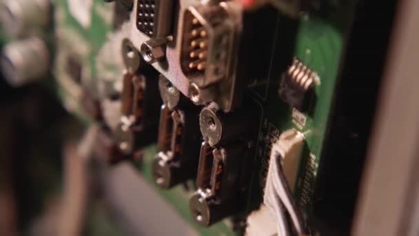 Dusty Board Different Inputs Hdmi Input Scard Usb Electronics Repair — Stock Video