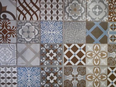 Geçmişinde retrovintage fayans var. mavi ton.