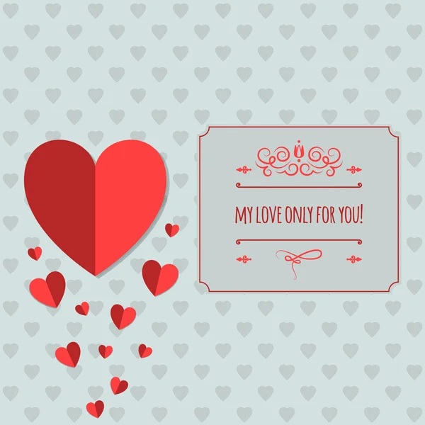 Fondo postal con corazones de papel. Vector — Vector de stock