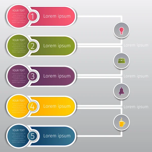 Les ronds colorisent les bannières Web graphiques d'information avec des numéros d'étape et des espaces de couleur pour le texte — Image vectorielle