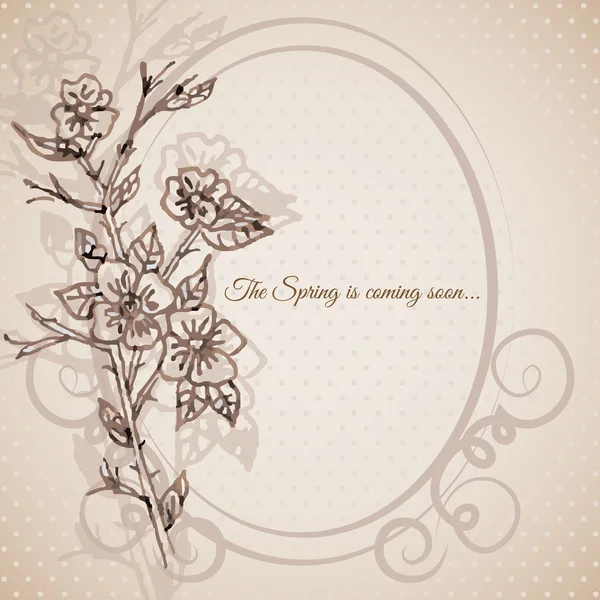 Hand drawing spring flowers on background in vintage style — Stock Vector