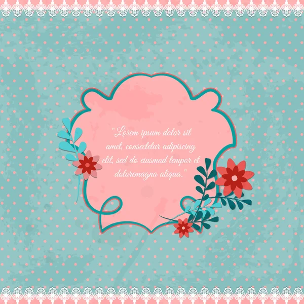 Vintage abstract card background with splashes, laces and flowers. Vector illustration — Stock Vector